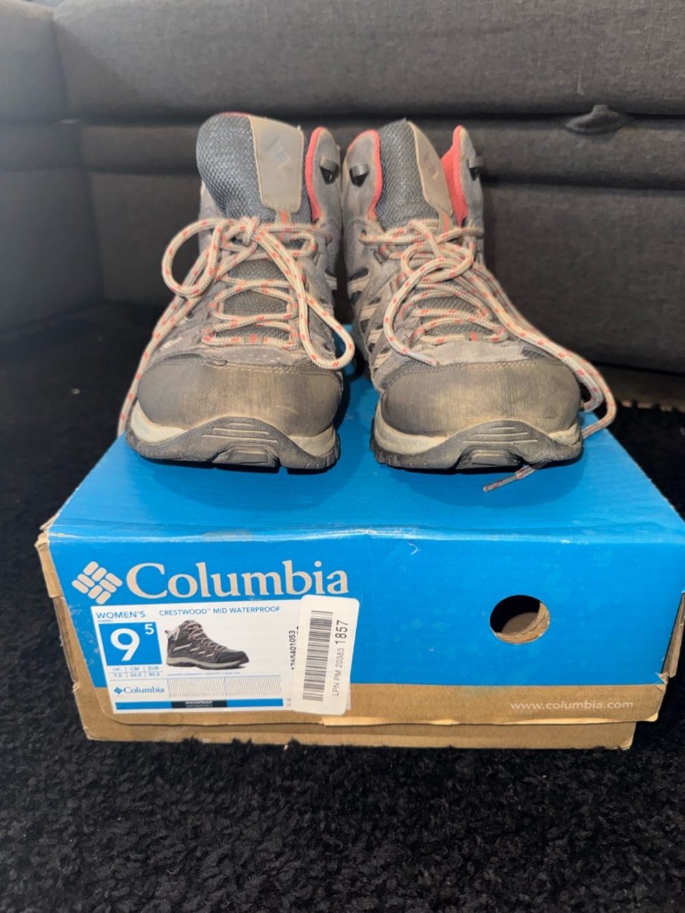 Columbia Women Gray and Pink Waterproof Hiking Boots